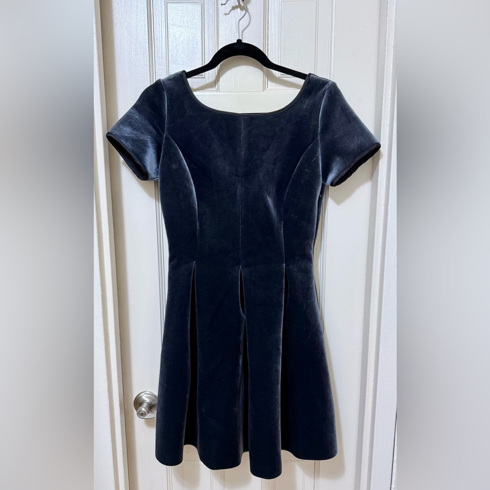Maje Icy Grey Velvet Mini Dress